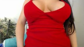 Bbw Brunette in Red Dress