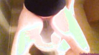 Hottie Amanda Pee inside the Bathroom Wearing Glasses