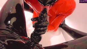 Blowjob from a rubber doll to a slave