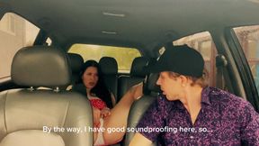 Wife cheating with a taxi driver in the car outside the house