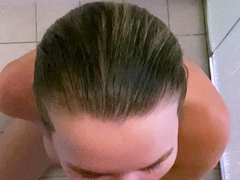 POV blowjob footjob handjob with Karla Kush eating cum