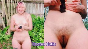 trimming my bush in my backyard