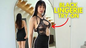 Elixir Elf teases in black lace lingerie