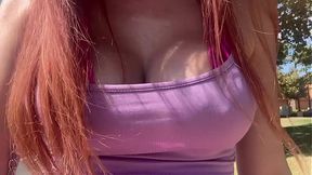 Italian Big Tits Milf Artemisia Love Outdoor walking and wearing a sexy bikini