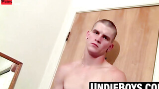 Bald Guy Strokes His Fat Dick In Underwears - Hot Masturbation Action