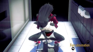 Furry Hentai - Black Kitty Fingering in a Japanese Toilet