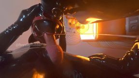 Blowjob in latex with a harness ring gag copy