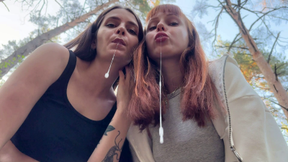 Two Girls Fed You Their Spit in Forest- Double POV Spitting Humiliation