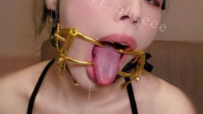 Mouth Gag, Tongue Out, Drooling Mess
