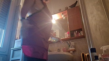 Hair dye with latex fetish apron