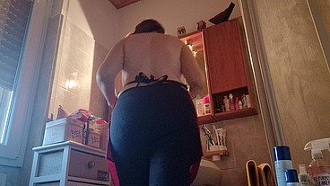 Hair dye with latex fetish apron