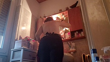 Hair dye with latex fetish apron