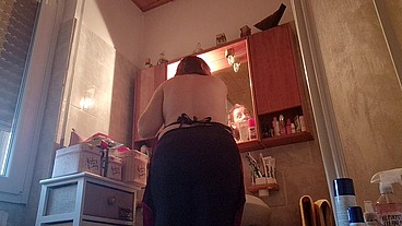 Hair dye with latex fetish apron
