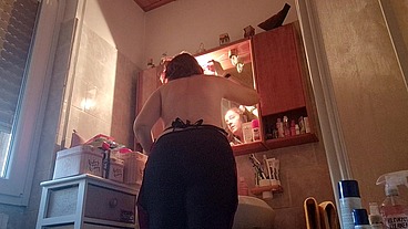 Hair dye with latex fetish apron