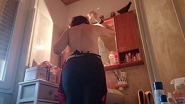 Hair dye with latex fetish apron