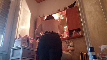 Hair dye with latex fetish apron