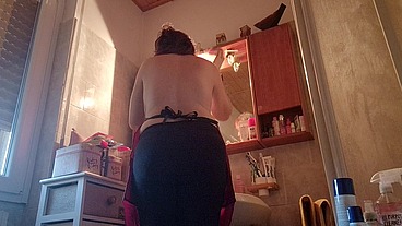 Hair dye with latex fetish apron