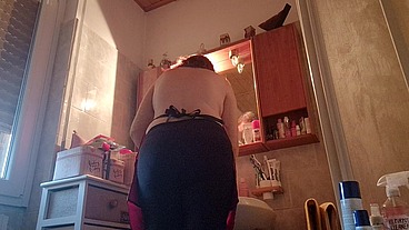 Hair dye with latex fetish apron