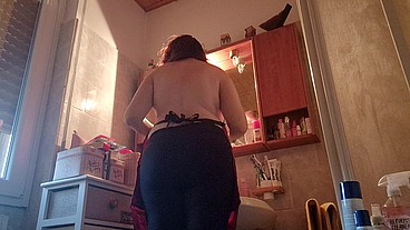 Hair dye with latex fetish apron