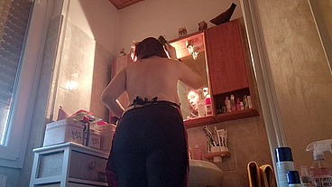 Hair dye with latex fetish apron