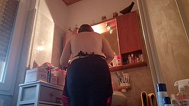Hair dye with latex fetish apron