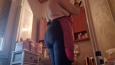 Hair dye with latex fetish apron