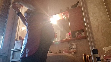 Hair dye with latex fetish apron
