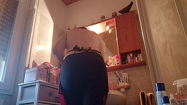 Hair dye with latex fetish apron