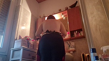 Hair dye with latex fetish apron