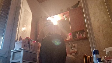 Hair dye with latex fetish apron