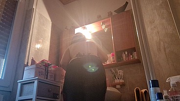 Hair dye with latex fetish apron