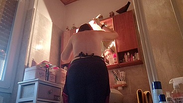 Hair dye with latex fetish apron