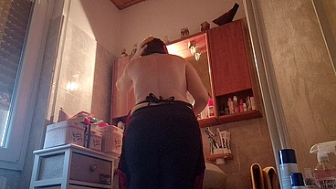 Hair dye with latex fetish apron