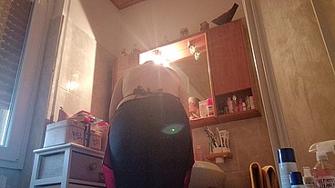 Hair dye with latex fetish apron