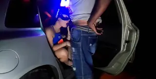 Amateur Wife moans about her husband's massive cock in the car park