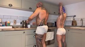 Morning Kitchen Wank With Big Dicked Steve & His Tattooed Step Son