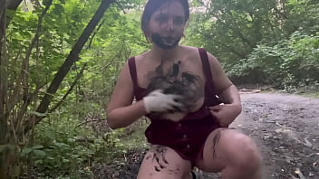 Pee, mud and flashing near the road