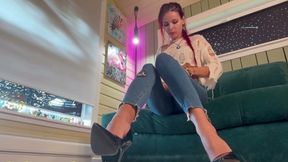Sandy in Sexy Jeans. Secret Record of Hot Masturbation