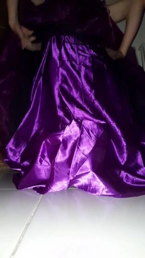 Satin Purple Ballgown Masturbation