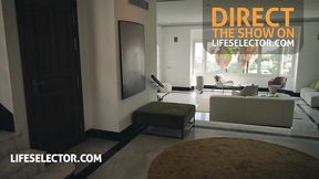 Fucking hot redhead waitress Leya Desantis after catching her masturbating