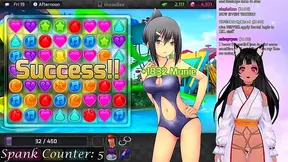 Lewd VTuber Neko Spanks & Seduces in Anime Visual Novel Livestream