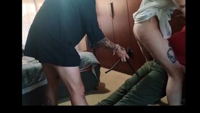 My Stephdad and His Friend Wanted to Fuck Me Both at the Same Time While One Is Jerking off Over My Cum Dripping Tight Pussy