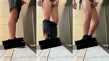 Cum Shot in Trough Urinal