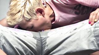 The cunt with mouth drinks the Bros Piss - Watersport oral sex