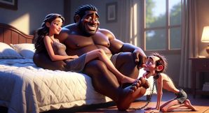 Submissive Man Grovels and Licks His Dominant Wife's Feet