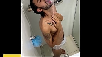 Naughty male taking a shower and recorded it for me to send