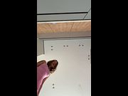 I'm standing in a skirt and spitting on my cock