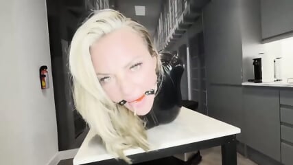 Rubber latex Cat Burglar gets super tight wrap gag and hogtied punishment  K4E