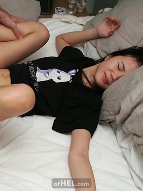 Butt Plug Asian Girl's Pussy Gets Destroyed by Huge White Cock