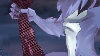Anur Rook Werewolf and Ben Crimson Railing-Spandex hood - Utter Adult Animated Game parody fur covered monster queer